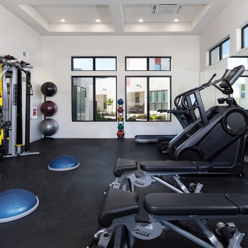 State-of-the-art amenities Open and well-lit fitness center